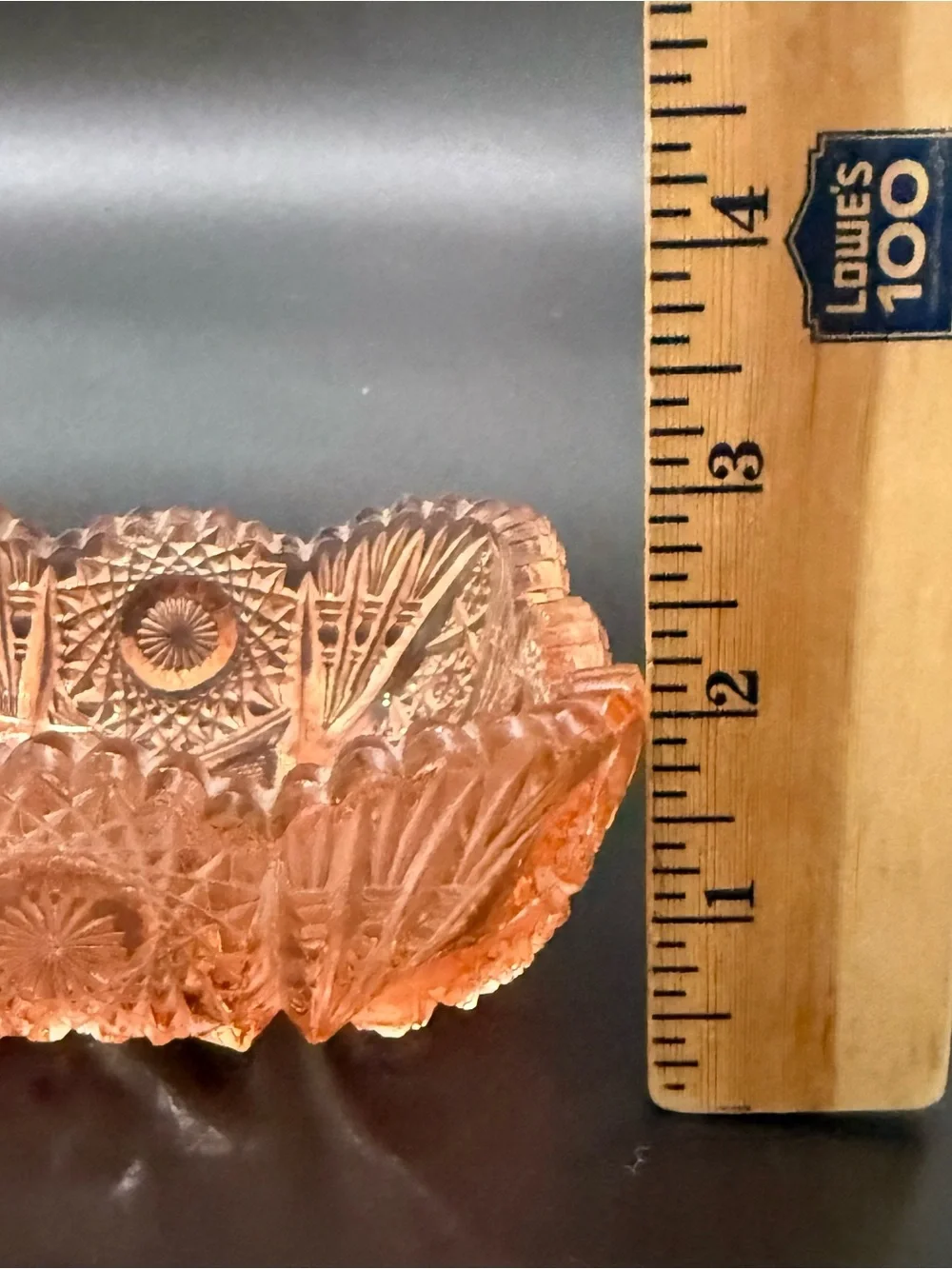 Vintage Salmon Pink Depression Pressed Glass Sawtooth Rim Square Candy Dish